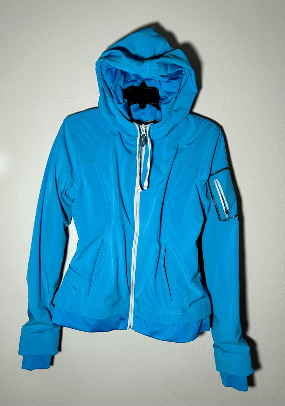 Athleta Full Zip Hooded Fleece Lined Jacket Blue Size XS Style # 791413 Running